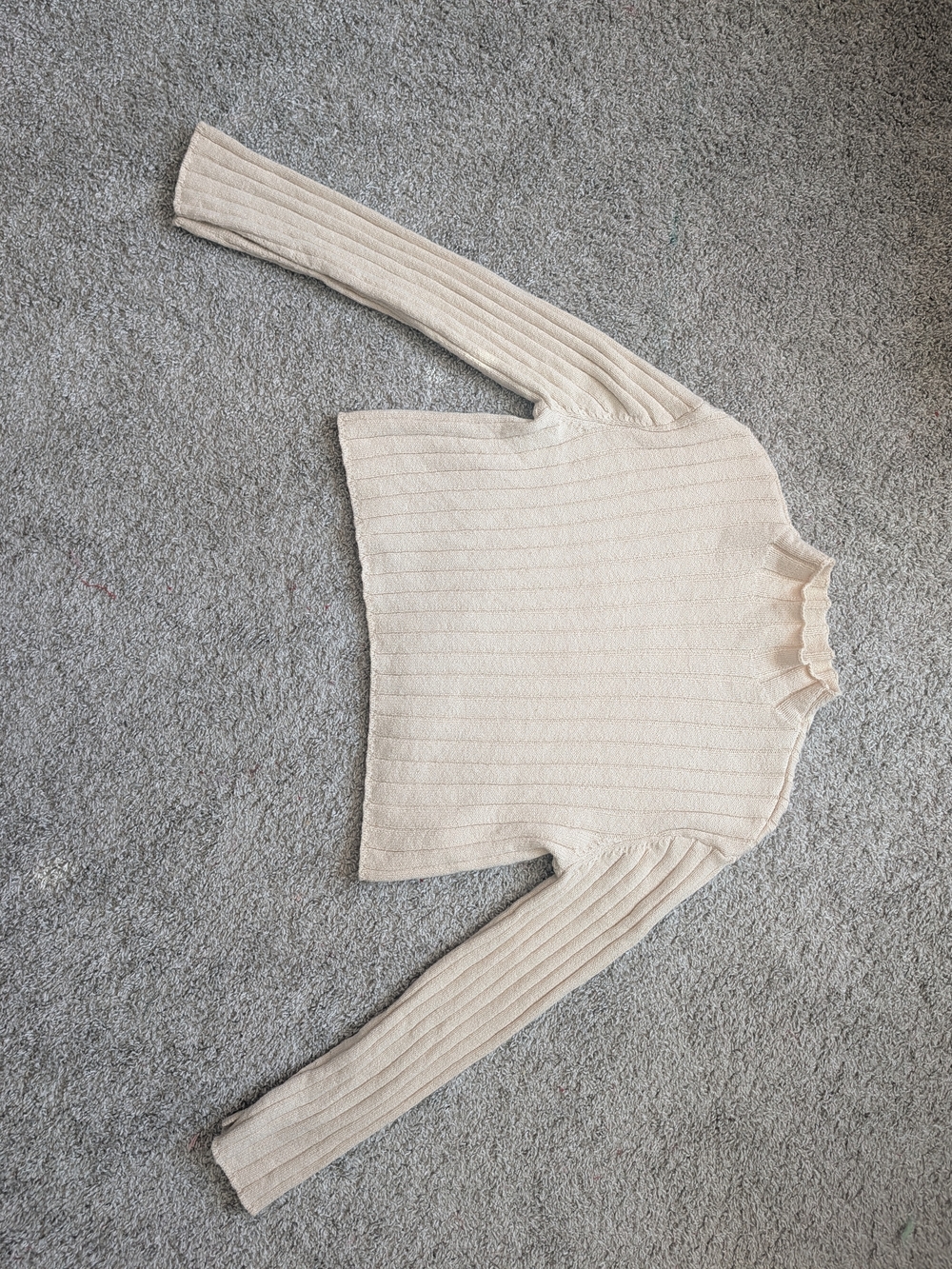 Reiss Cream Ribbed Mock Neck Sweater 100% Cotton Small